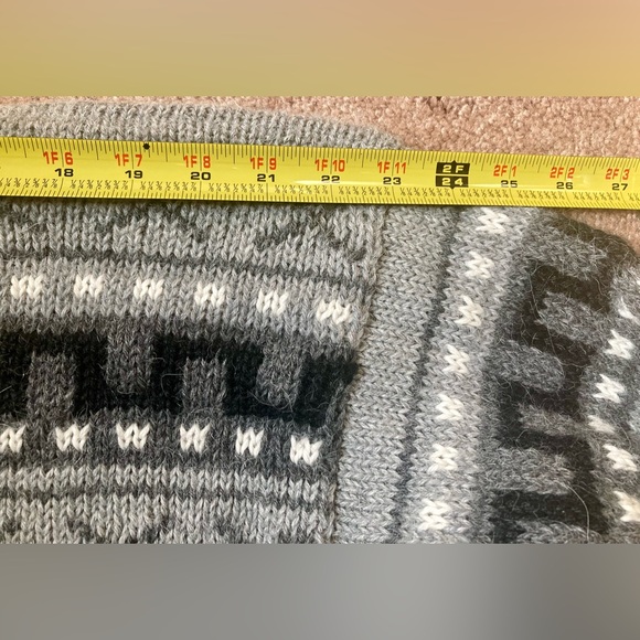 Unisex Alpaca Wool Sweater M/L Hand Knit Peru Alpakina Pullover Gray Black Cozy - Picture 14 of 14